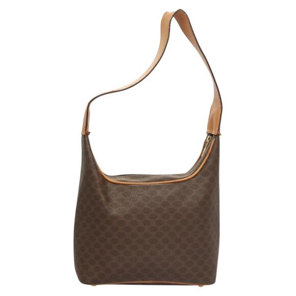 CELINE Macadam Canvas Shoulder Bag Pvc Leather Brown Gold - Picture 3 of 13